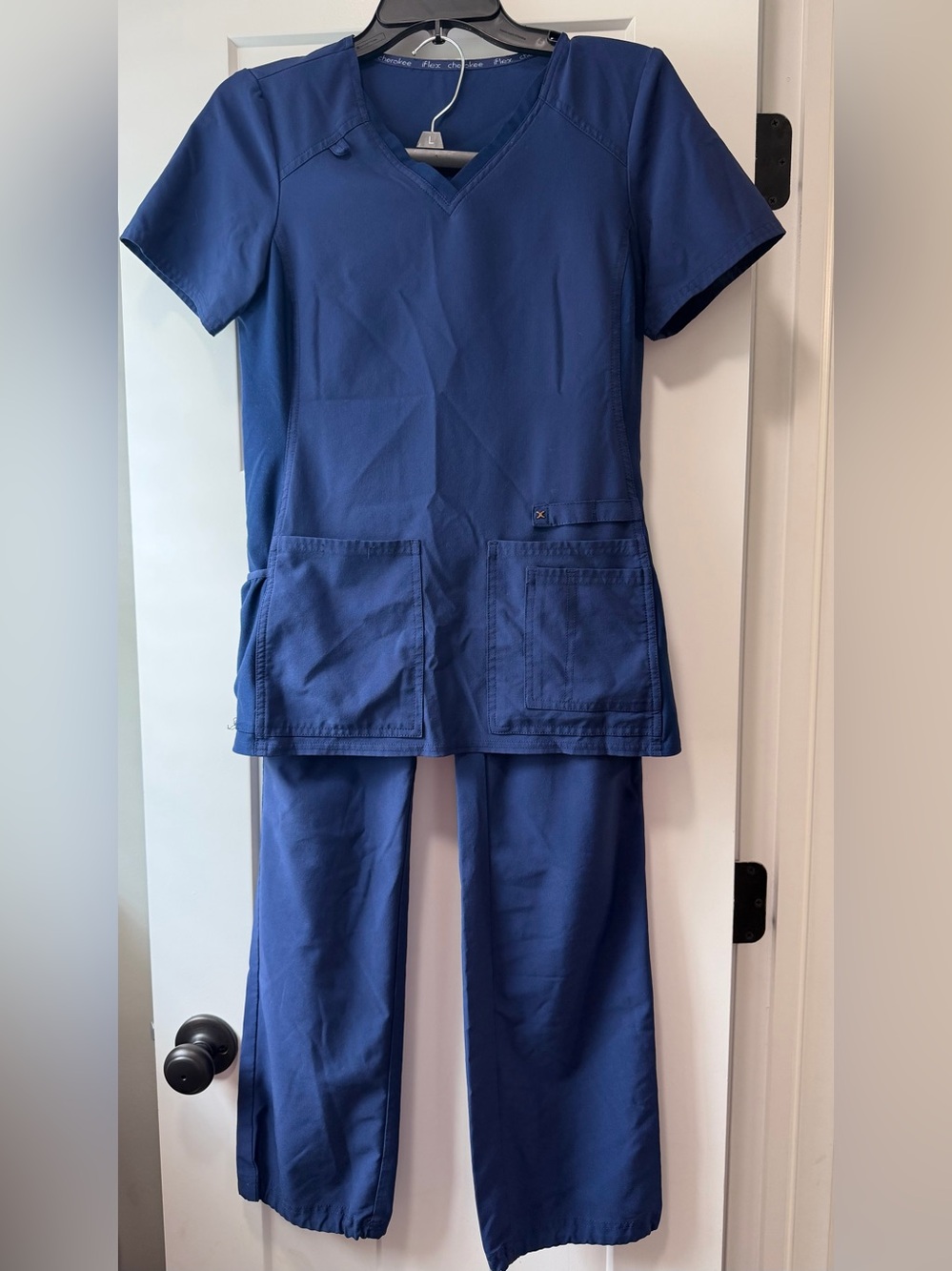 Cherokee iflex Navy V-Neck Scrub Set - Top & Pants XS
